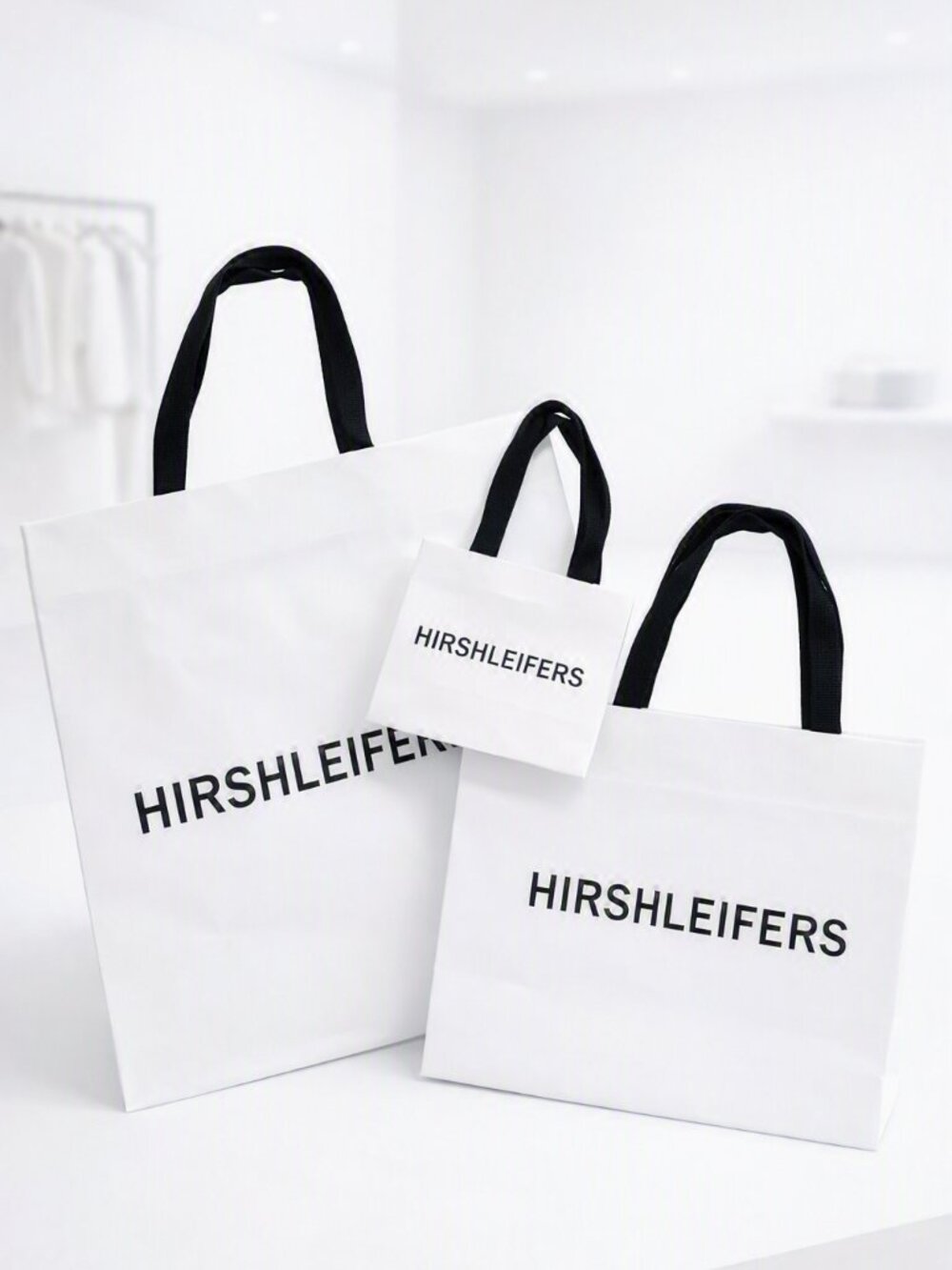 Hirshleifers Bundle of Paper White Tote Bags Designer Luxury